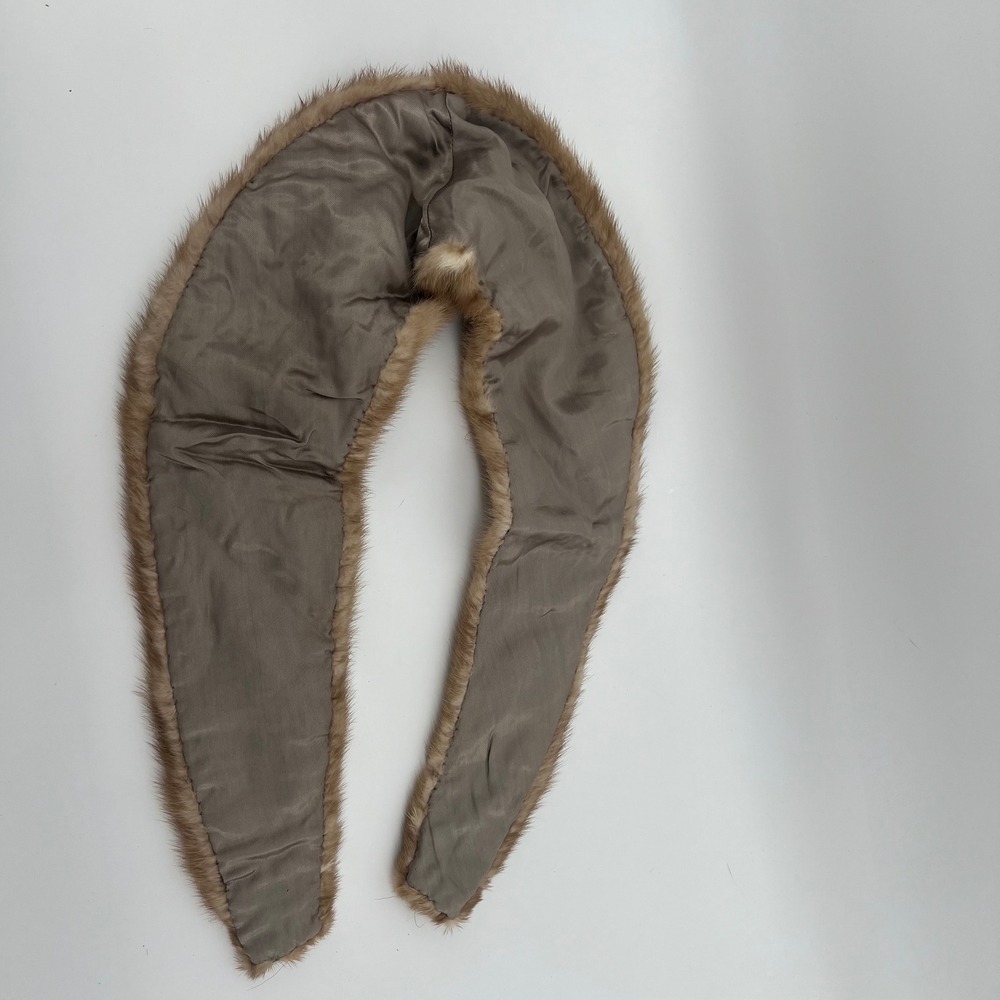 Vintage Honey Brown Mink Fur Stole Collar Wrap Luxury Evening Wear 42 Inch - Picture 3 of 5